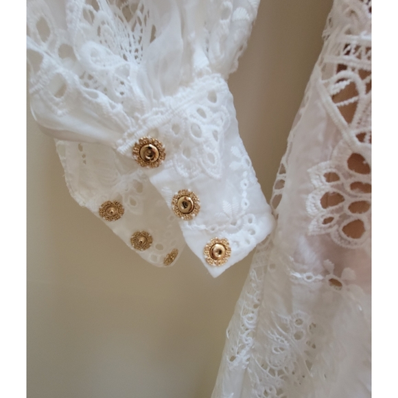 FREE PEOPLE / Bronx and Banco Adele Eyelet Lace Maxi Gown Size/XS - Picture 7 of 16